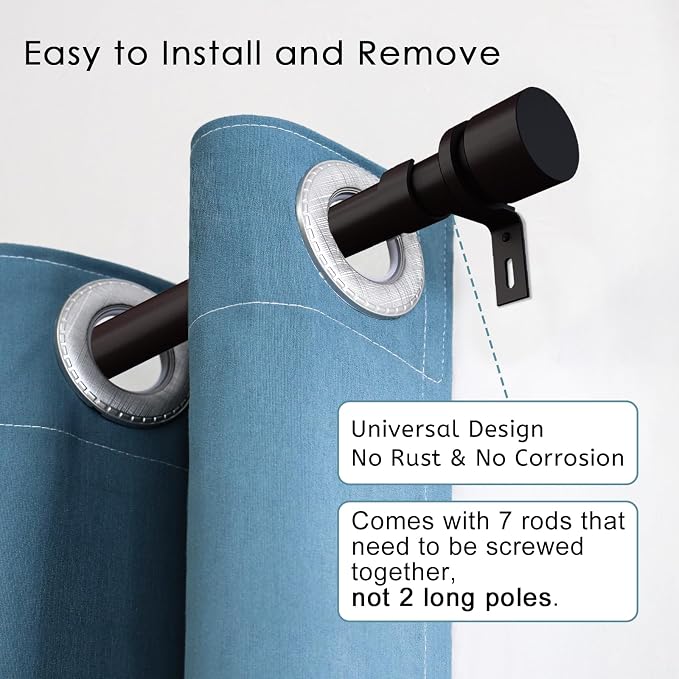 Byondeth Curtain Rods for Windows 16 to 120 Inches Adjustable Length 1 Inch - Image 2