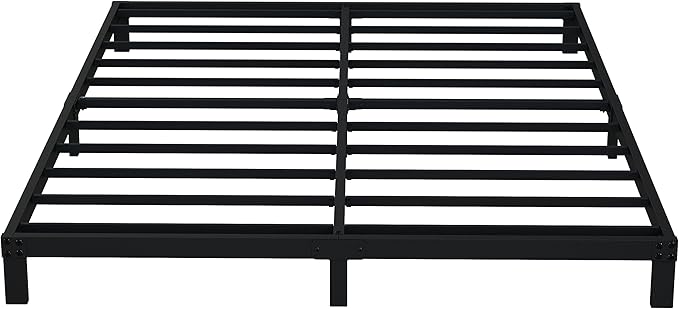 EMODA 6 Inch King Bed Frame No Box Spring Needed, Heavy Duty Metal Platform with Steel Slats, Noise Free, Easy Assembly, Black