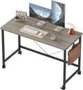 Rolling Computer Desk with Wheels, Gaming Desk for Small Spaces, Modern Simple Style Table for Home Office, Study Writing Table (Caster, Stone Gray, 40 inch)