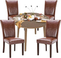 COLAMY 5-Piece Extendable Dining Table Set for 4, 36" Kitchen Round Wood Table with 4 Nailhead Dining Room Chairs,Light Brown/Light Brown