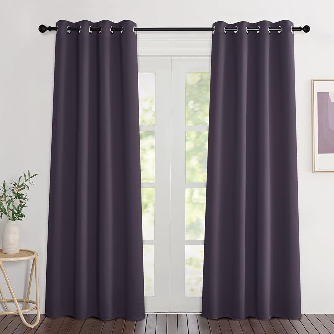 NICETOWN Greyish Purple Room Darkening Curtains 80 inch Length by NICETOWN