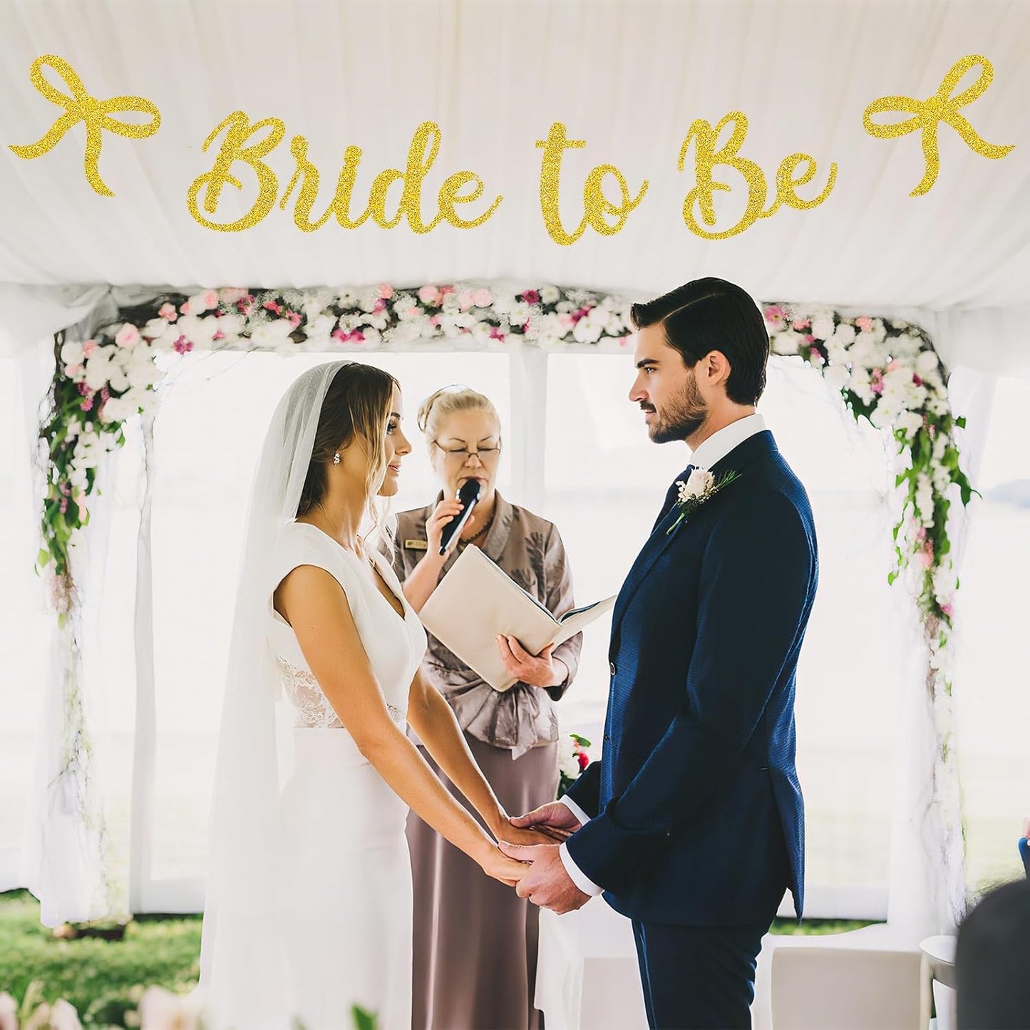 Bride to Be Banner, Gold Bride to Be with Bow Glitter Bachelorette Bridal Party Banner BRIDE TO BE Sign for Gold Bachelorette Bridal Shower Wedding Engagement Hen Party Decorations