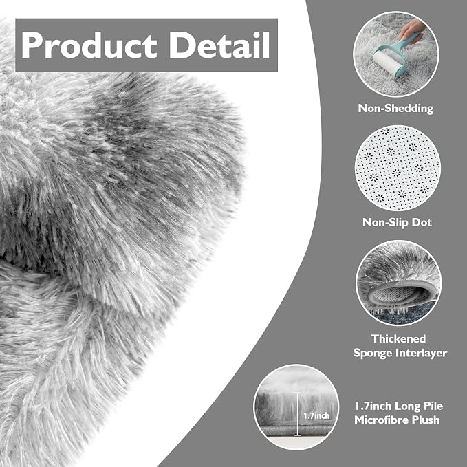 8x10 Fluffy Area Rugs for Living Room, Shag Area Rug for Bedroom, Soft Fuzzy - Image 3