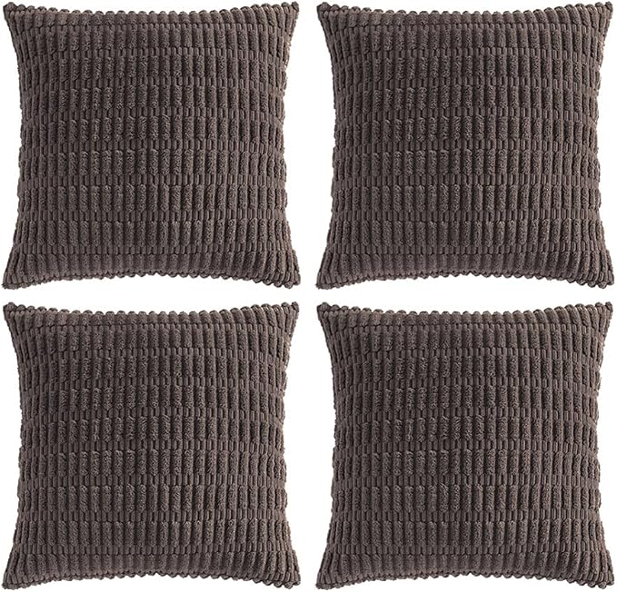 Fancy Homi 4 Packs Boho Dark Brown Decorative Throw Pillow Covers 16x16 Inch by Fancy+Homi