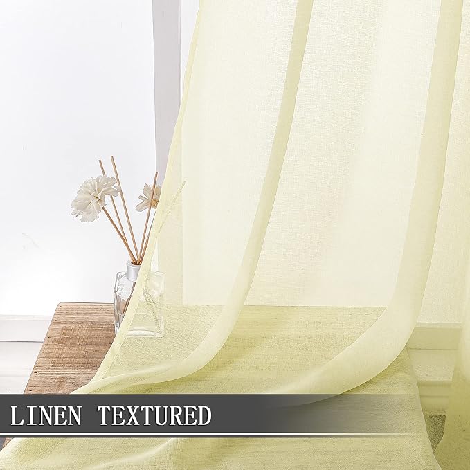 Tollpiz Short Sheer Curtain Linen Textured Living Room Curtains Sheer Light - Image 2