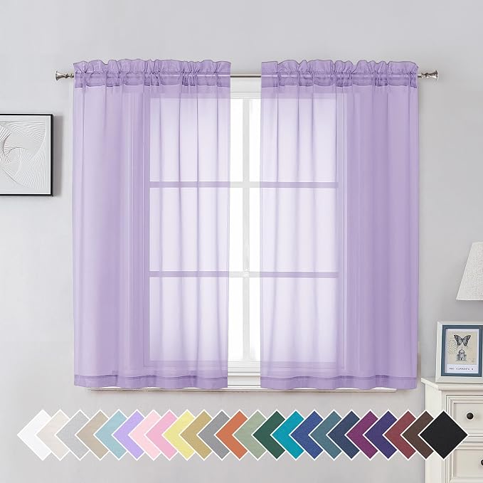 Aiyufeng Light Purple Sheer Curtain Panels Pair Sold 45 Inch Length, Light by Aiyufeng