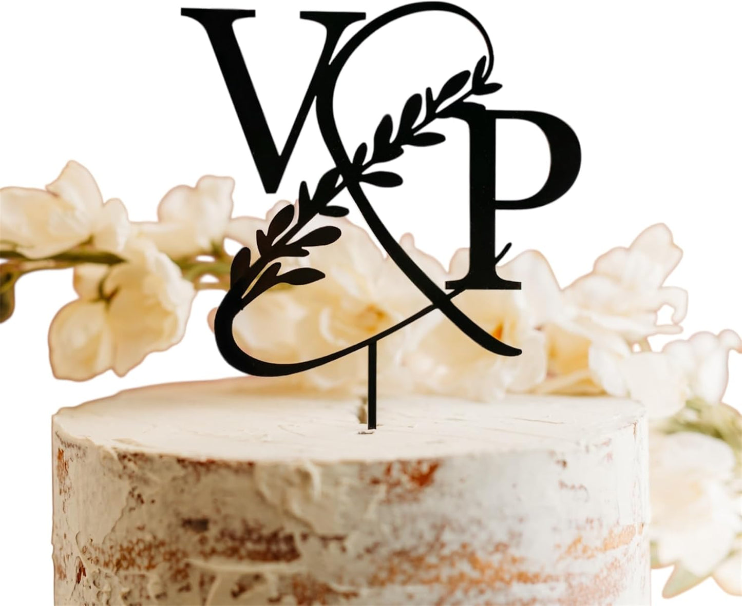 Custom Initials Wedding Personalized Acrylic and Wood Cake Topper, Modern Ampersand, Cake Topper, Birthday Topper, Rustic Elegant Cake Toppers