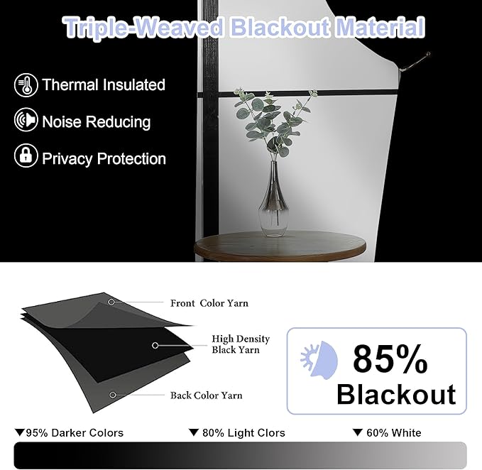 Simplebrand Ava Stone Short 30 Inches Blackout Curtain 2 Panels Set, Half - Image 3