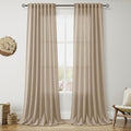 Sepia Beige Linen Curtains 108 Inches Long by Nanspring