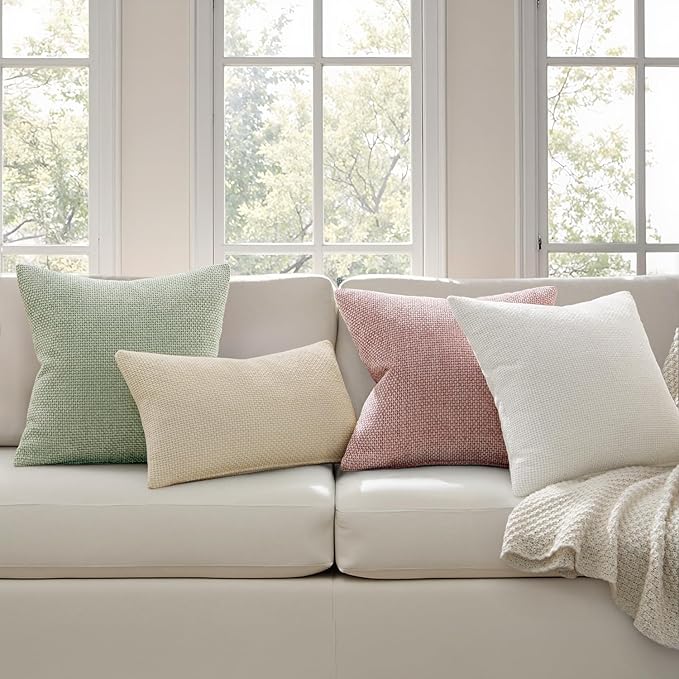 MIULEE Pack of 2 Couch Throw Pillow Covers 18x18 Inch Neutral Cream Modern Boho - Image 3