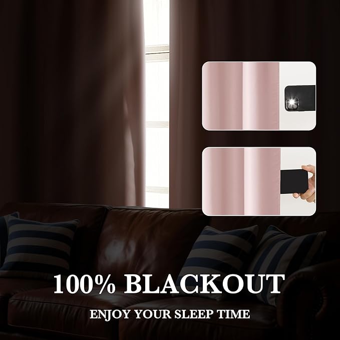 RYB HOME 100% Blackout Basement Curtains 24 inches Long, Heat & UV Blocking - Image 5