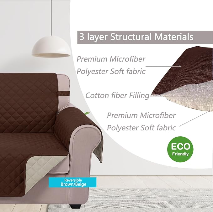 U-NICE HOME Reversible Oversized Chair Covers Quilted Water Repellent Pet - Image 5