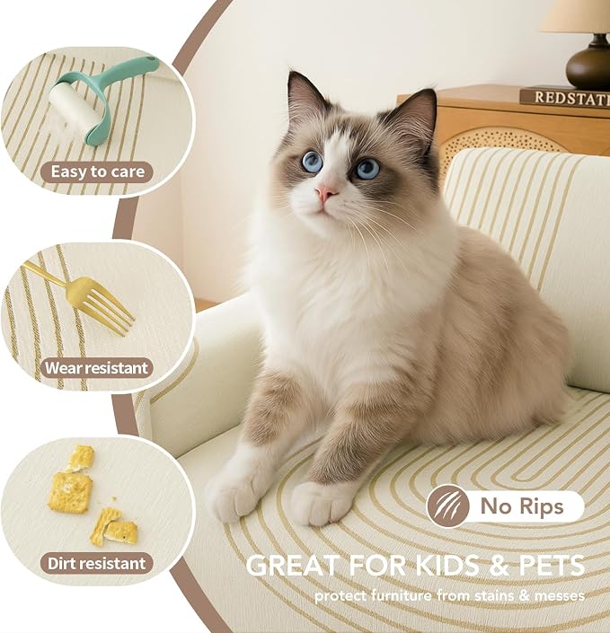 Couch Cover for Dogs, Boho Sofa Covers for 3 Cushion Couch, Chenille Sofa - Image 5