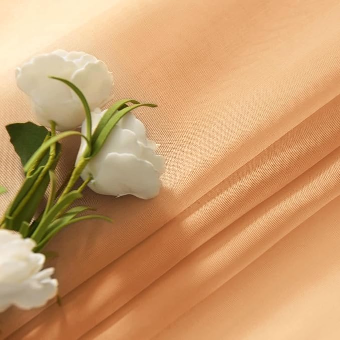 SpaceDresser Beige Sheer Curtains 4 Panels Rod Pocket Semi-Sheer Curtain 90 - Image 6