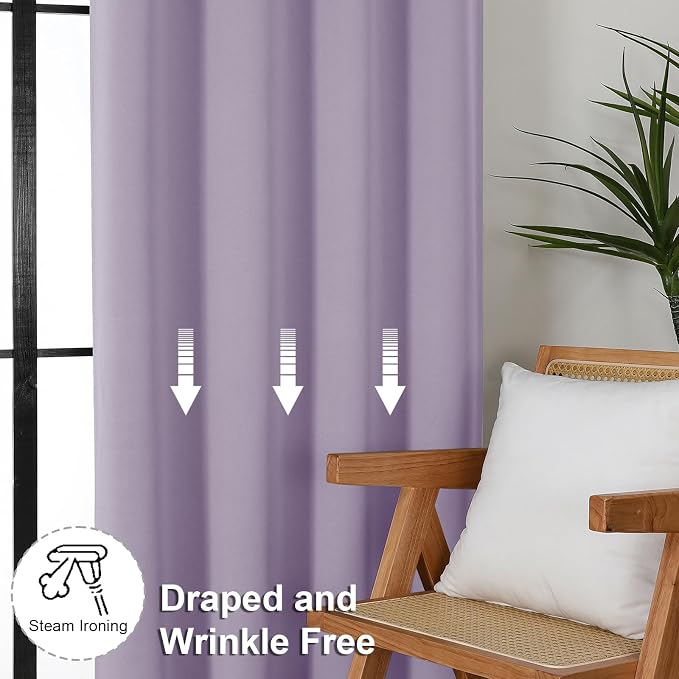 Simplebrand Ava Lilac Short Blackout Curtains - Image 7