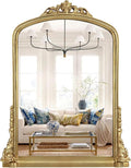 Traditional Ornate Arch Wall Mirror Vintage Fireplace Mirror Mantel Decor, Antique Gold, 36 inches x28 inches, Baroque Inspired Wall Mirror, 28 inches W x 36 inches L, 21004-GD