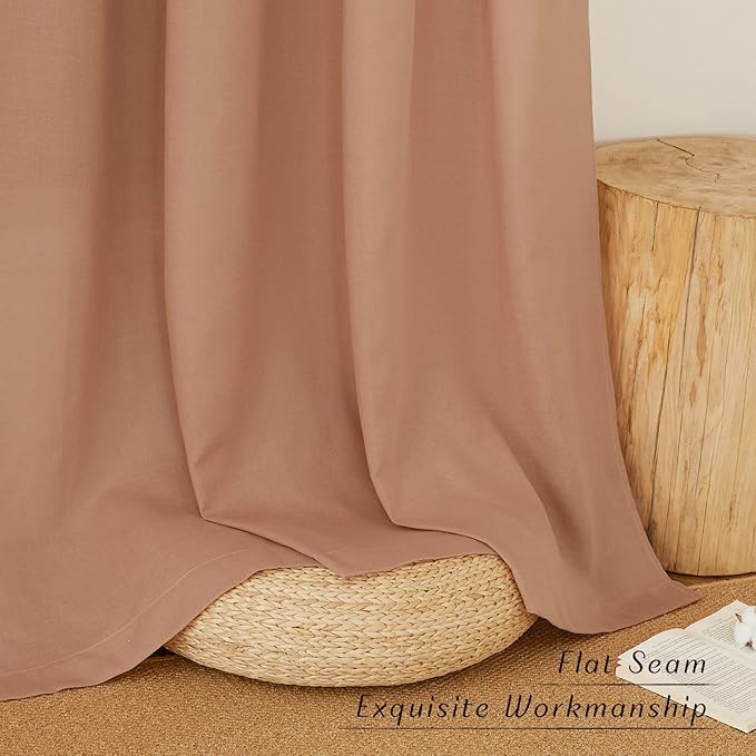 NICETOWN Thick Linen Terracotta Curtains 54 inch Length, Grommet Linen Burlap - Image 7