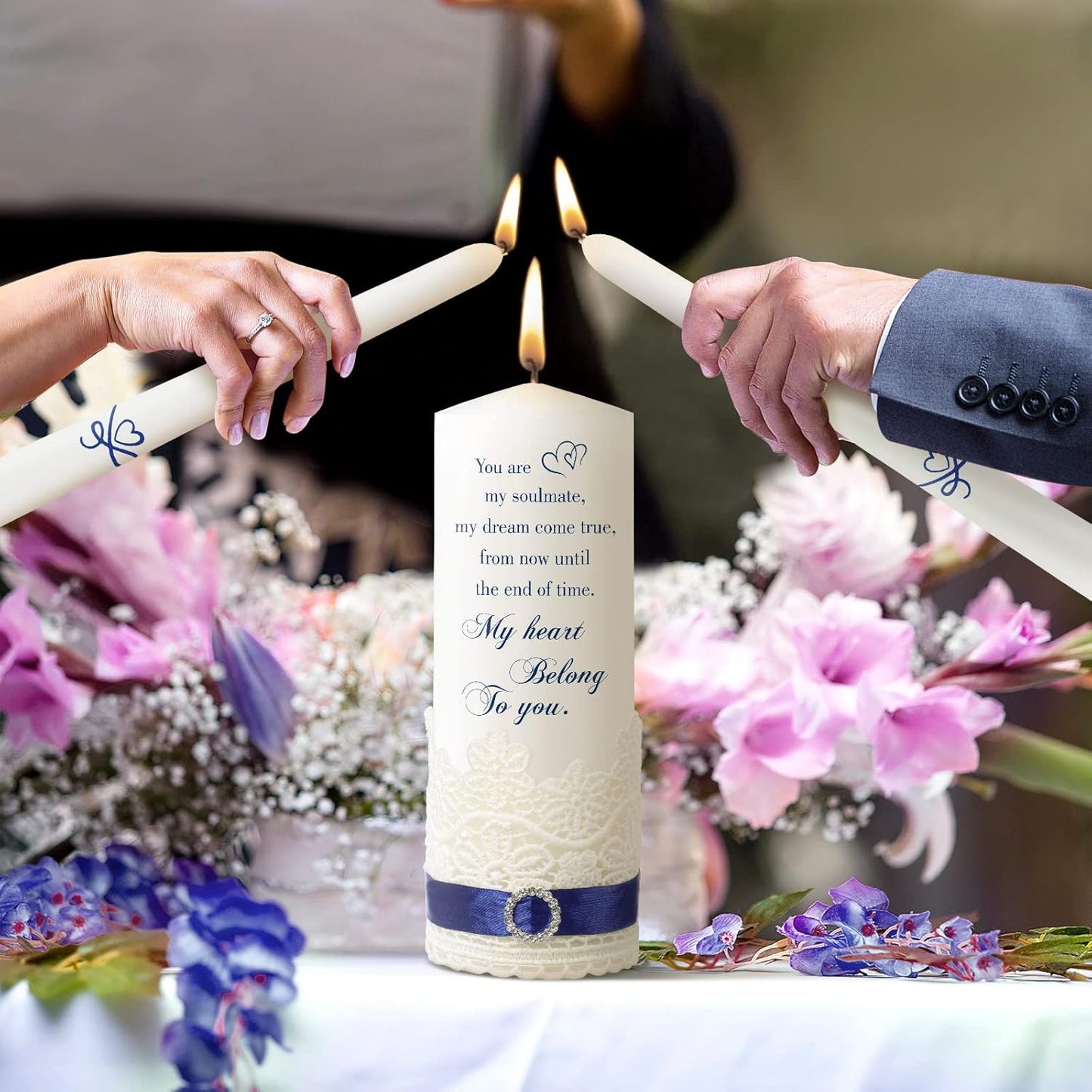 Frienda Unity Candles for Wedding Ceremony Set Wedding Unity Taper Candles Catholic Religious Ceremony Accessories(Heart Style)