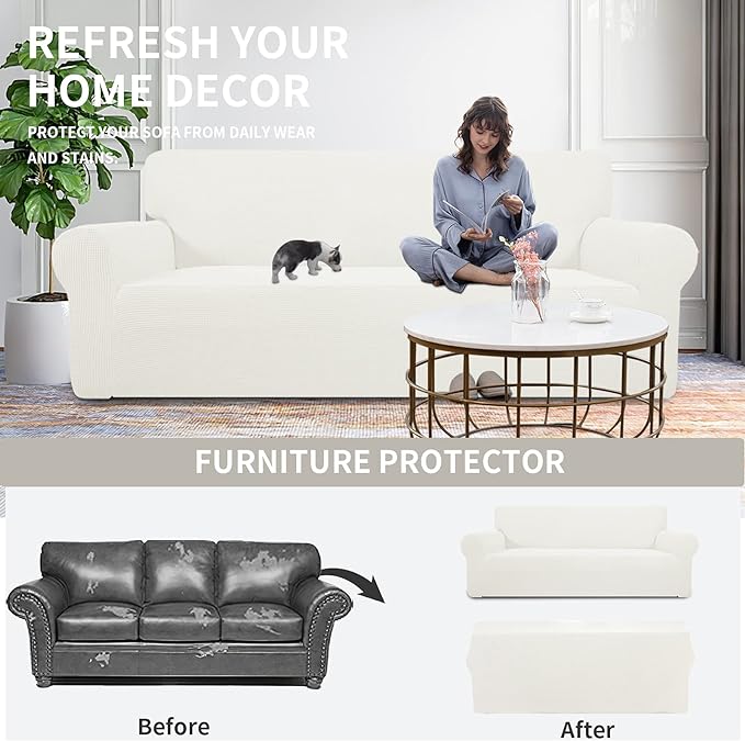 Easy-Going Stretch 4 Seater Sofa Slipcover 1-Piece Sofa Cover Furniture - Image 5