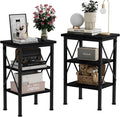 VECELO Modern Nightstands X-Design Side End Table Night Stand with Storage Shelf for Bedroom,Living Room,