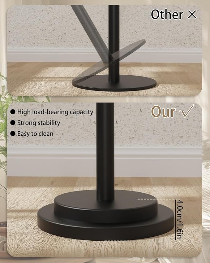 Small Side Table, Height Adjustable Nightstand, Square Indoor Metal Plant Stand, for Living Room, Bedroom, Office, Bathroom, 1 Pack, White, GBZ001RW-1