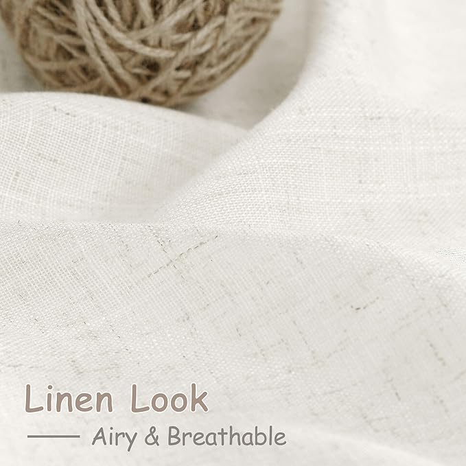 Nanspring Beige White Linen Curtains - Image 4