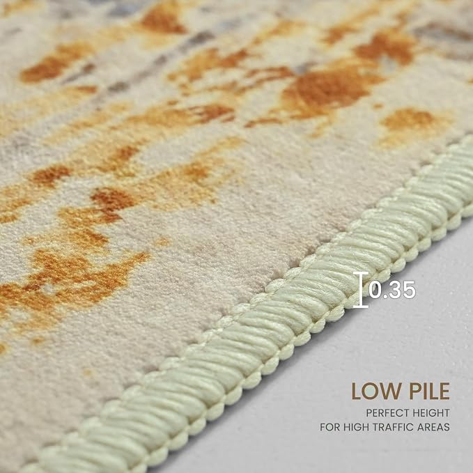 Ompaa Living Room Rug 6x9 Beige Area Rug Machine Washable Boho Rug Non Slip - Image 8