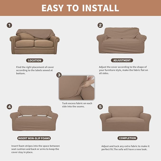 Easy-Going 100% Waterproof Oversized Loveseat Couch Cover, Dual Waterproof Sofa - Image 5