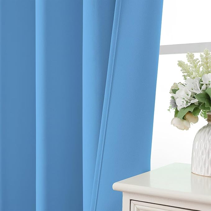 CUCRAF Light Blue Blackout Curtains 90 inch Length 2 Panels Set, Rod Pocket - Image 6