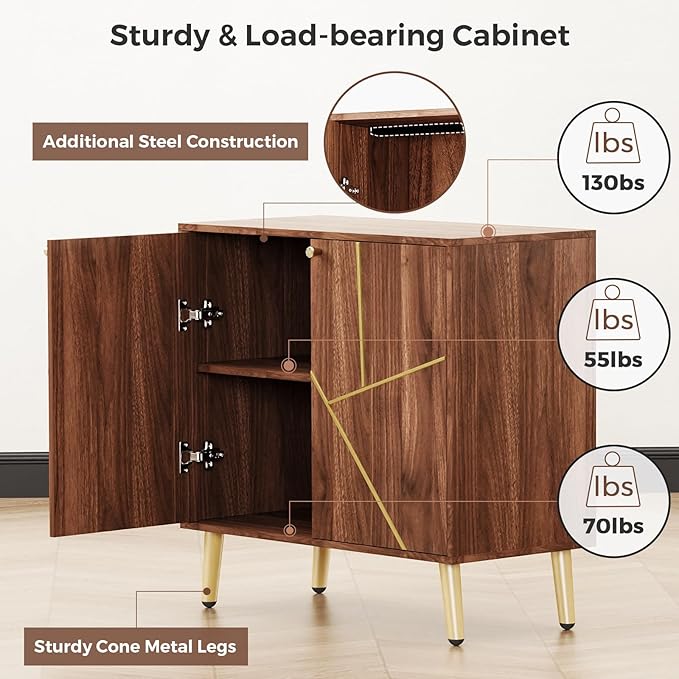 Storage Cabinet, Free Standing Buffet Cabinet, Morden Sideboard and Buffet Storage, Wood Accent Cabinet for Living Room, Hallway, Entryway (2, Brown)