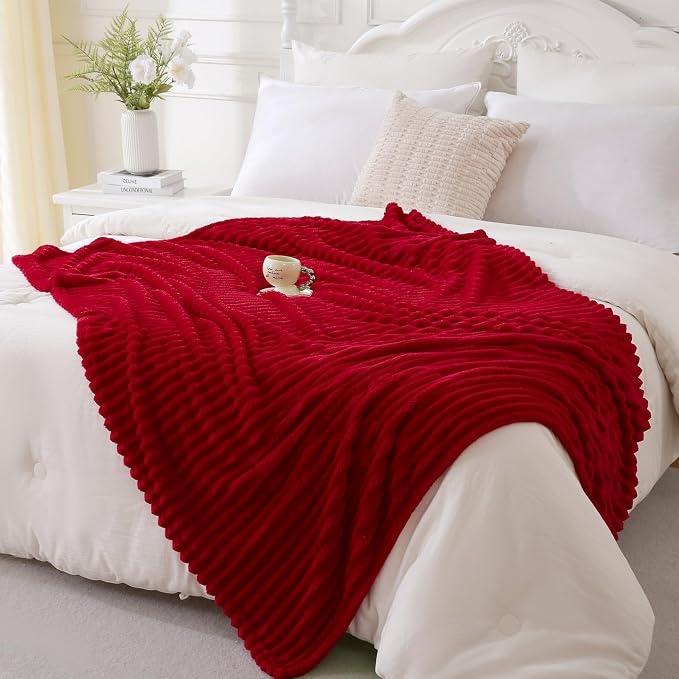 Valentines Day Decorations Red Fleece Throw Blanket 50”×60” - Image 3
