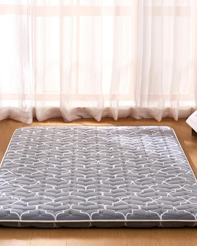 6th Generation Japanese Floor Futon Mattress - Extra-Thick 9-Layer Modern Futon with 100% High-Density Foam, Portable Floor Mattress Sleeping Pad for Adults, Guest Room, Dormitory, Twin Size (39"X80")