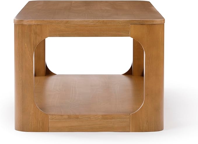 Plank+Beam Forma Coffee Table, 54 Inch Modern Coffee Table with Shelf, Contemporary Center Table with Storage Space, Rectangle Tea Table with Storage, Pecan