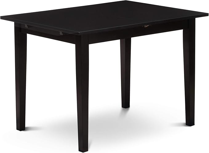 East West Furniture NOCE3-BLK-21 3 Piece Dining Table Set Contains a Rectangle Dining Room Table with Butterfly Leaf and 2 Mineral Blue Linen Fabric Parsons Chairs, 32x54 Inch, Black