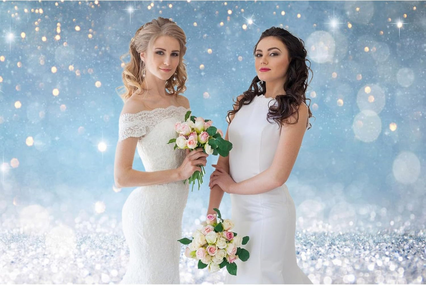 10x6.5ft Blue Bokeh (Not Glitter) Backdrops Birthday Party Abstract Golden Sparkling Spots Photography Background Baby Shower Wedding Prom Graduation Party Bokeh Decor Banner Photoshoot Props