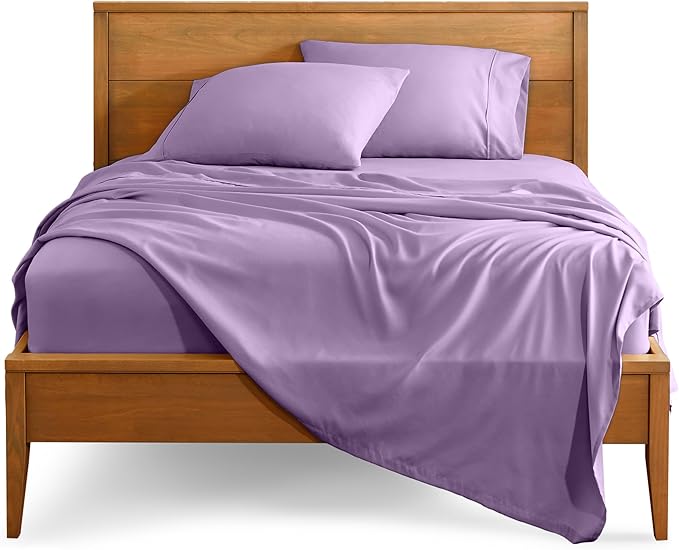 Bare Home Full XL Sheet Set - Luxury 1800 Ultra-Soft Microfiber Full Extra Long Bed Sheets - Double Brushed - Deep Pockets - Easy Fit - 4 Piece Set - Bedding Sheets & Pillowcases (Full XL, Lavender)