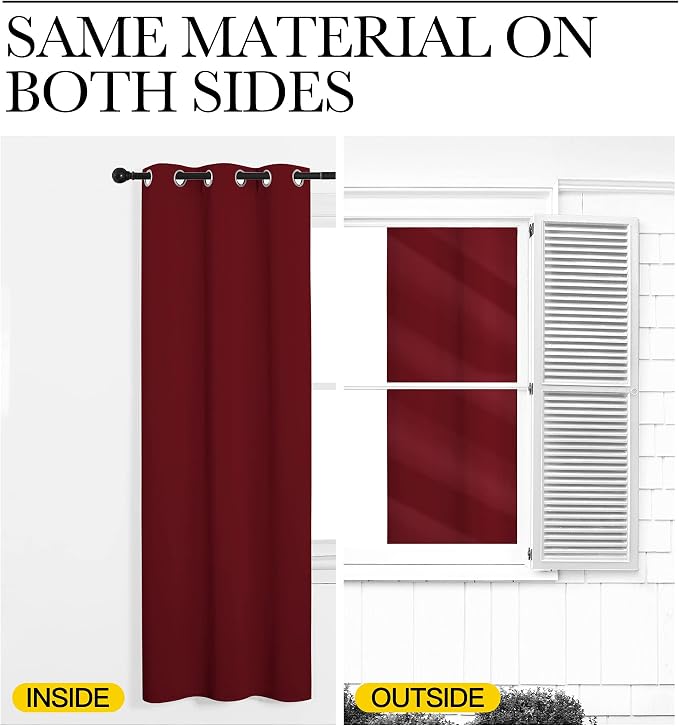 NICETOWN Burgundy Red Blackout Curtains 102 inches Length - Image 5