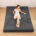Japanese Floor Mattress, 4" Thicken Futon Mattress Twin Size Sleeping Pad, Corduroy Foldable Floor Pad, Roll Up Tatami Mat for Adults Guest Room Bedroom, Grey