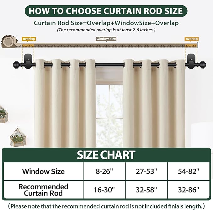 KAMANINA No Drill Curtain Rods for Windows 32 to 58 Inches, 5/8 Inch Renter - Image 7