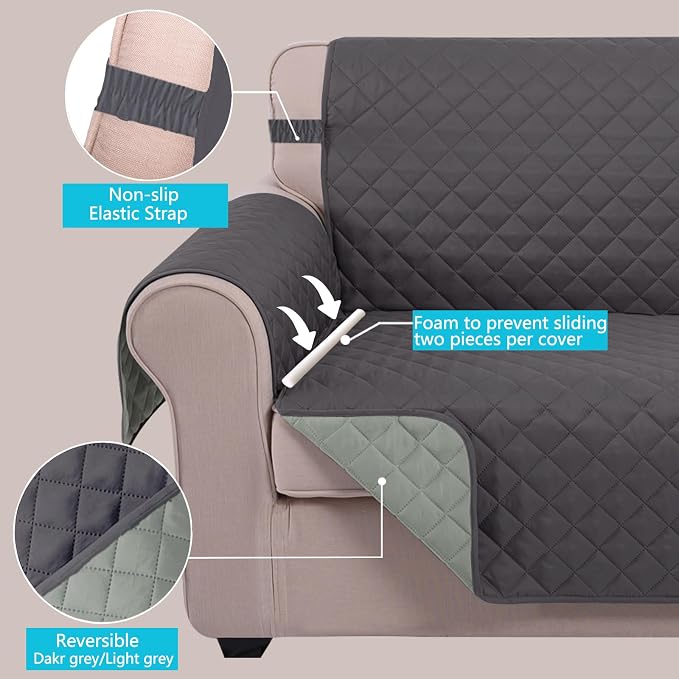 U-NICE HOME Loveseat Sofa Cover Reversible Couch Cover - Image 4