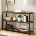 INHABIT UNION Sofa Console Table, Farmhouse Long Entryway Table with Storage and Shelf 3Tier Sofa Table Behind Couch for Living Room,Foyer 47inch,Rustic Brown