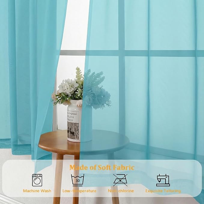 Gwine Sheer Curtains for Living Room 45 inch Length - Image 7