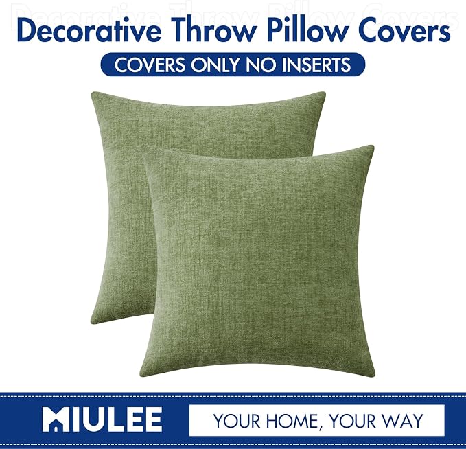 MIULEE Pack of 2 Couch Throw Pillow Covers 22x22 Inch Spring Soft Sage Green - Image 6