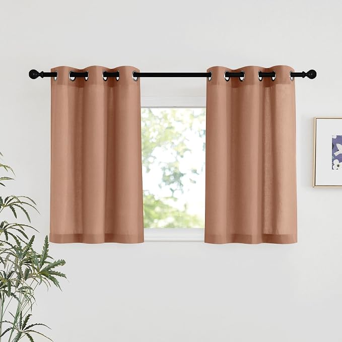 NICETOWN Terracotta Linen Kitchen Window Curtains Over Sink, Grommet Thick by NICETOWN