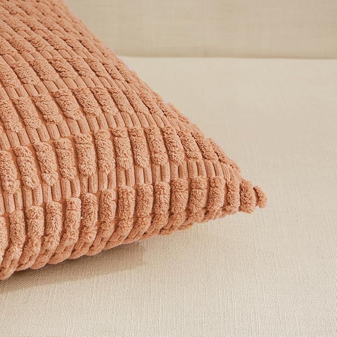 Fancy Homi 4 Packs Peach Decorative Throw Pillow Covers 20x20 Inch - Image 4