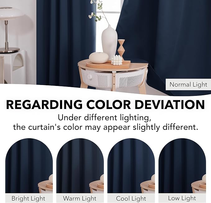 Deconovo Blackout Curtains, Thermal Insulated, W42 x L72 2 Panels, Back Tab - Image 6