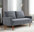 Kent Velvet Loveseat Sofa, European Style with Sleek Design, Modern & Vintage Flair, Upholstered 2 Seater Couch, Chic Living Room Furniture Seating for Home, Apartment or Office, Grey