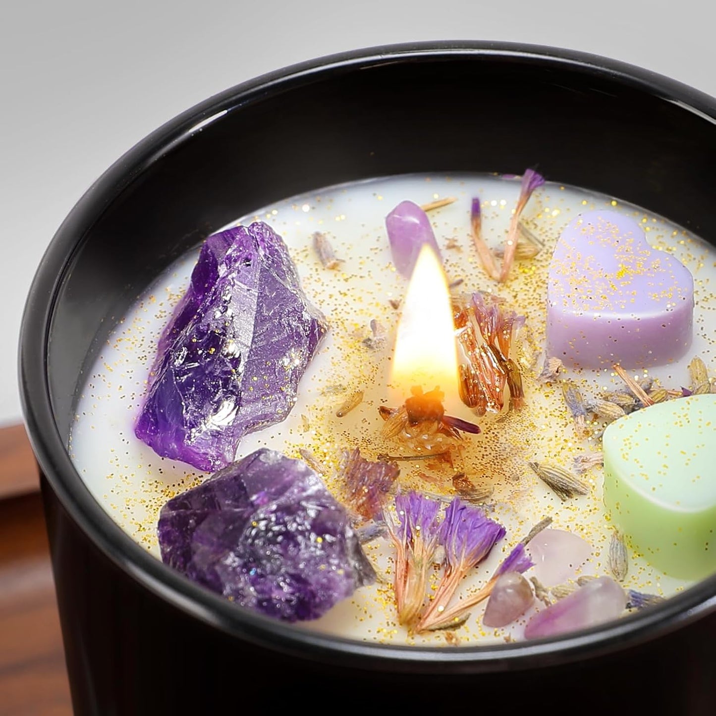 Get Well Candle with Healing Crystals - Get Well Gifts for Women After Surgery, Lavender Scented Candle, 10 oz, Black