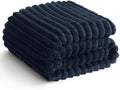 HIMEET Navy Blue Ribbed Throw Blanket by Unknown
