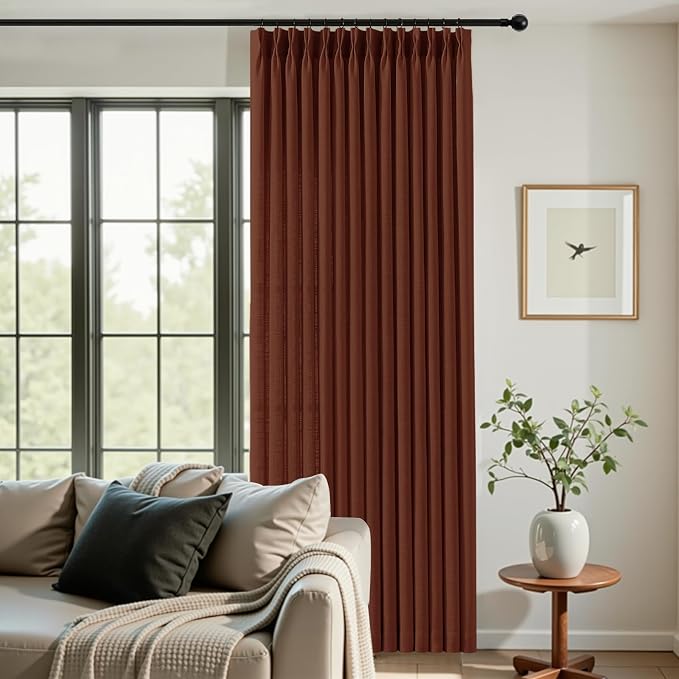 Pinch Pleated Linen Curtains 84 Inch Length 2 Panels Set, Light Filtering Linen - Image 2